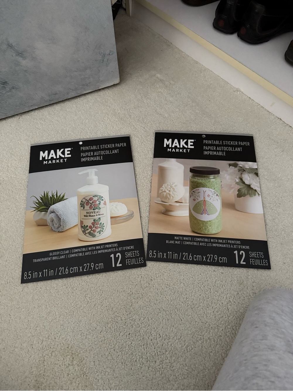 Make Market White Printable Sticker Paper Sheets - 12 Pack